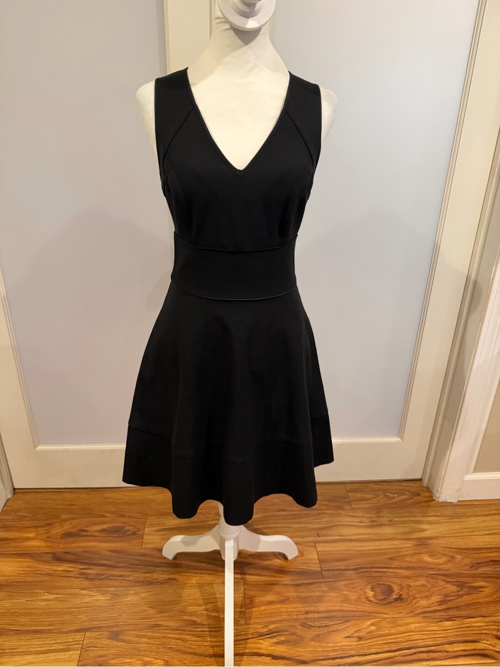 Banana Republic Black Sleeveless V-Neck Fit & Flare Dress